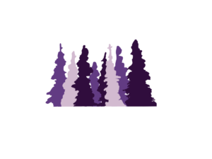 Feuillage persistant violet stylisé et monochrome.